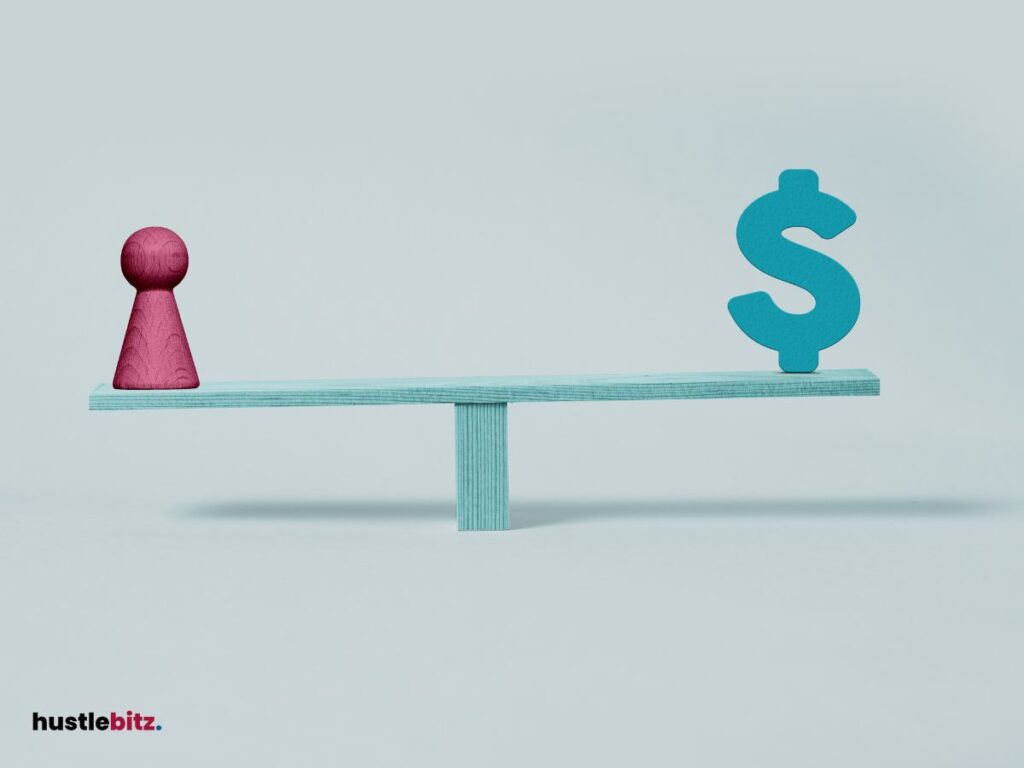 An illustration of a balance between a person and money