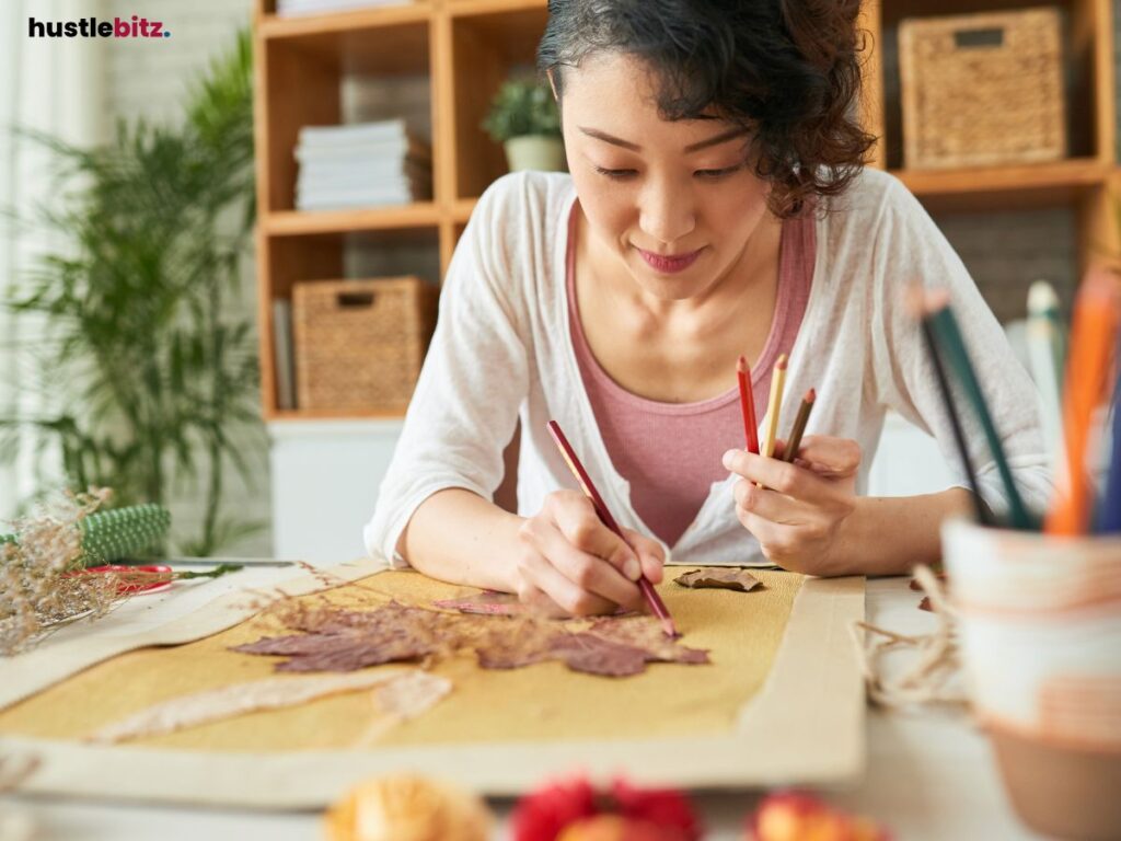 A woman doing art.