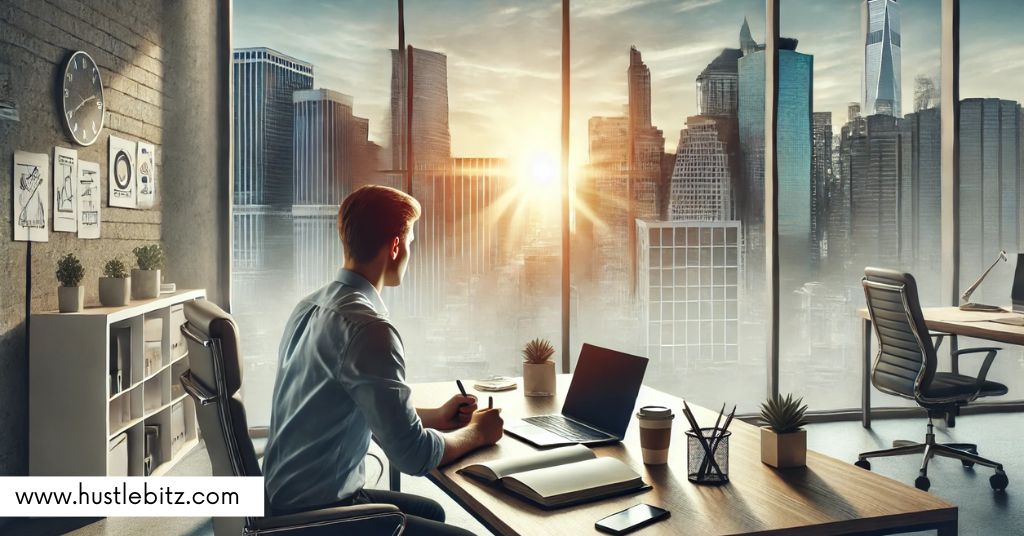 An image of a man in front of his laptop