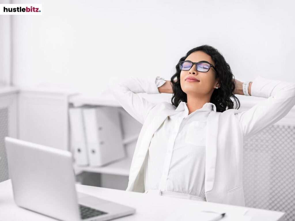 A woman relaxing in her work