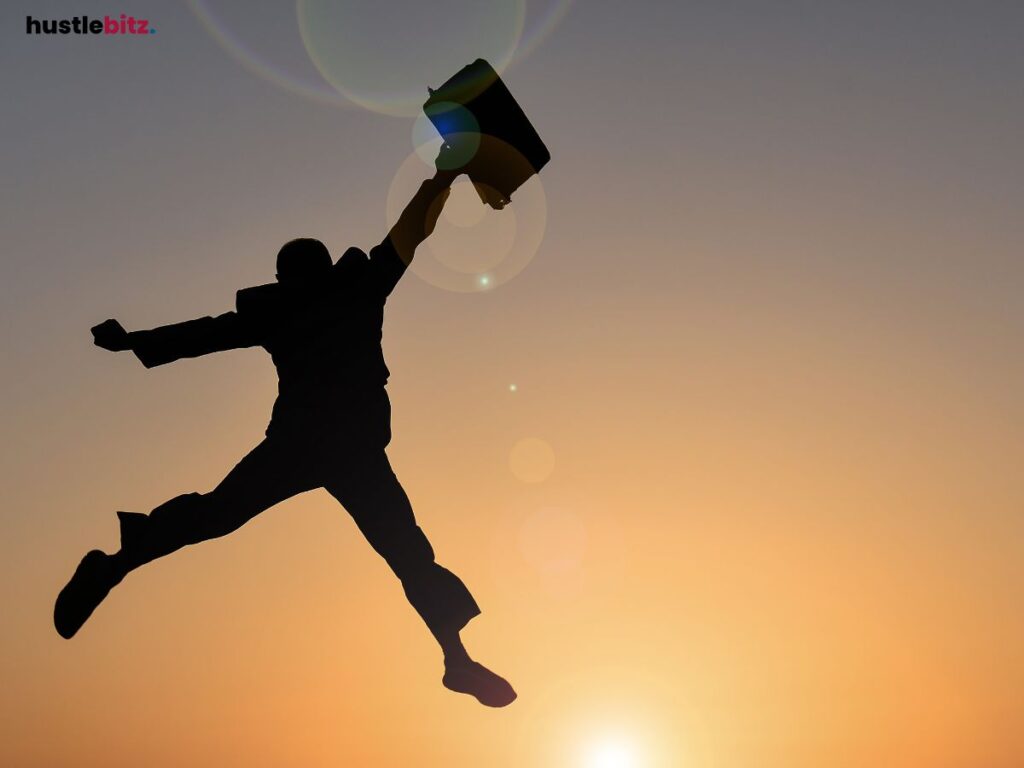 A silhouette of a man jumping