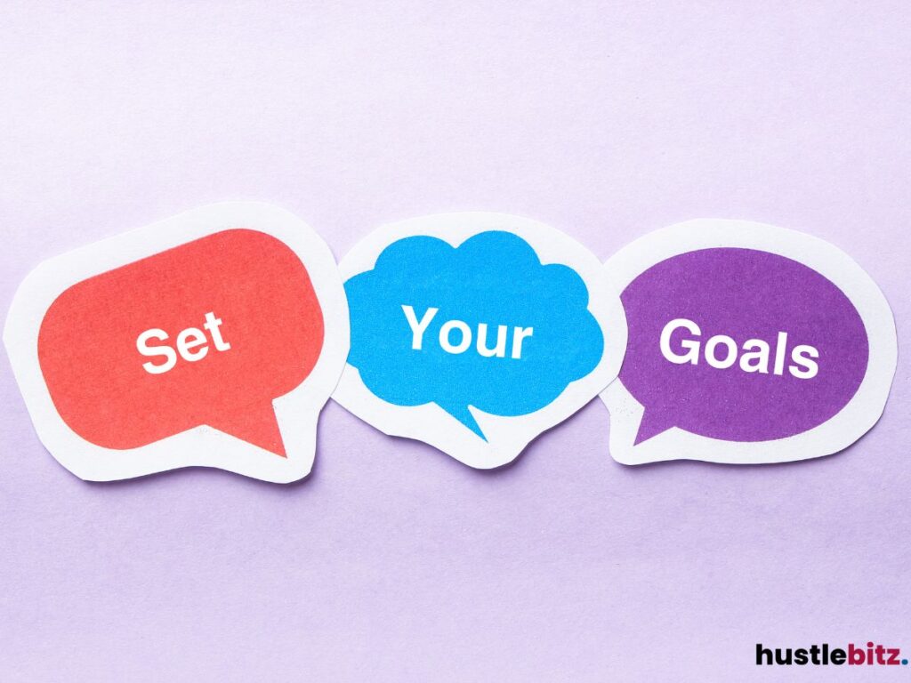 Colorful speech bubbles with the words "Set Your Goals."