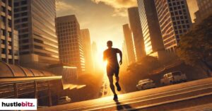 A silhouette of a man running.