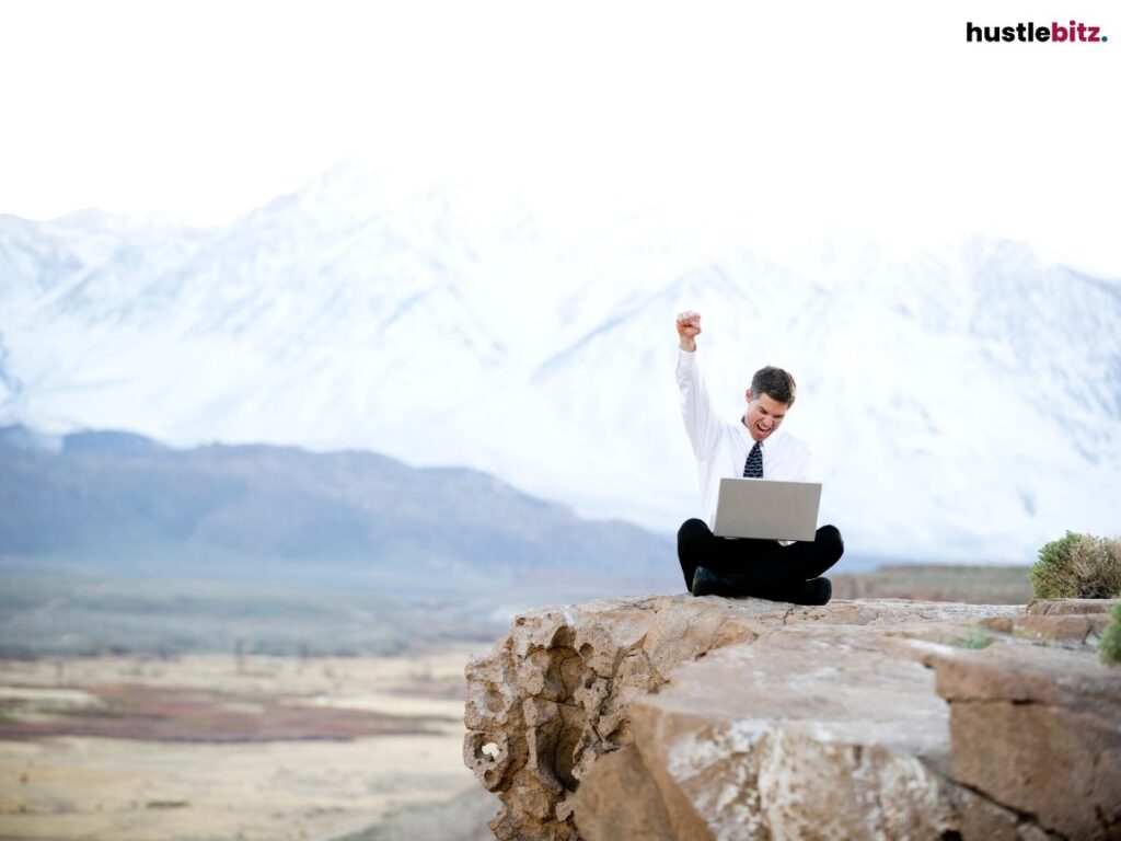 A man doing work in the mountains.