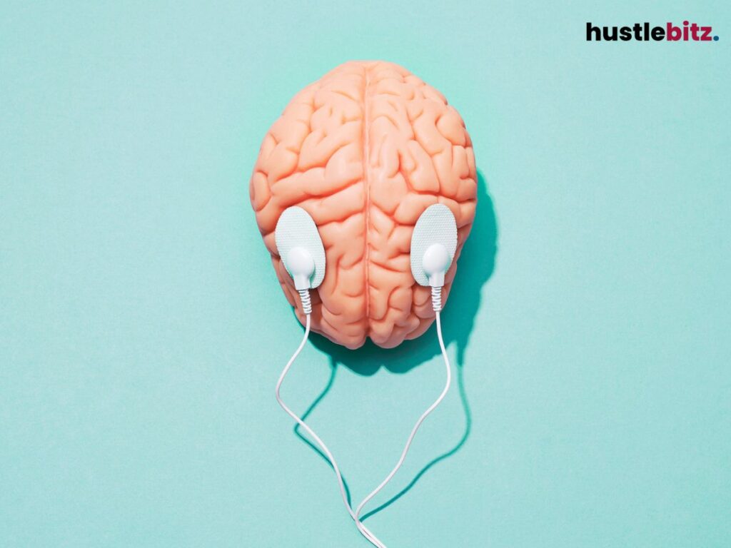 A human brain with an elctrodes connected.